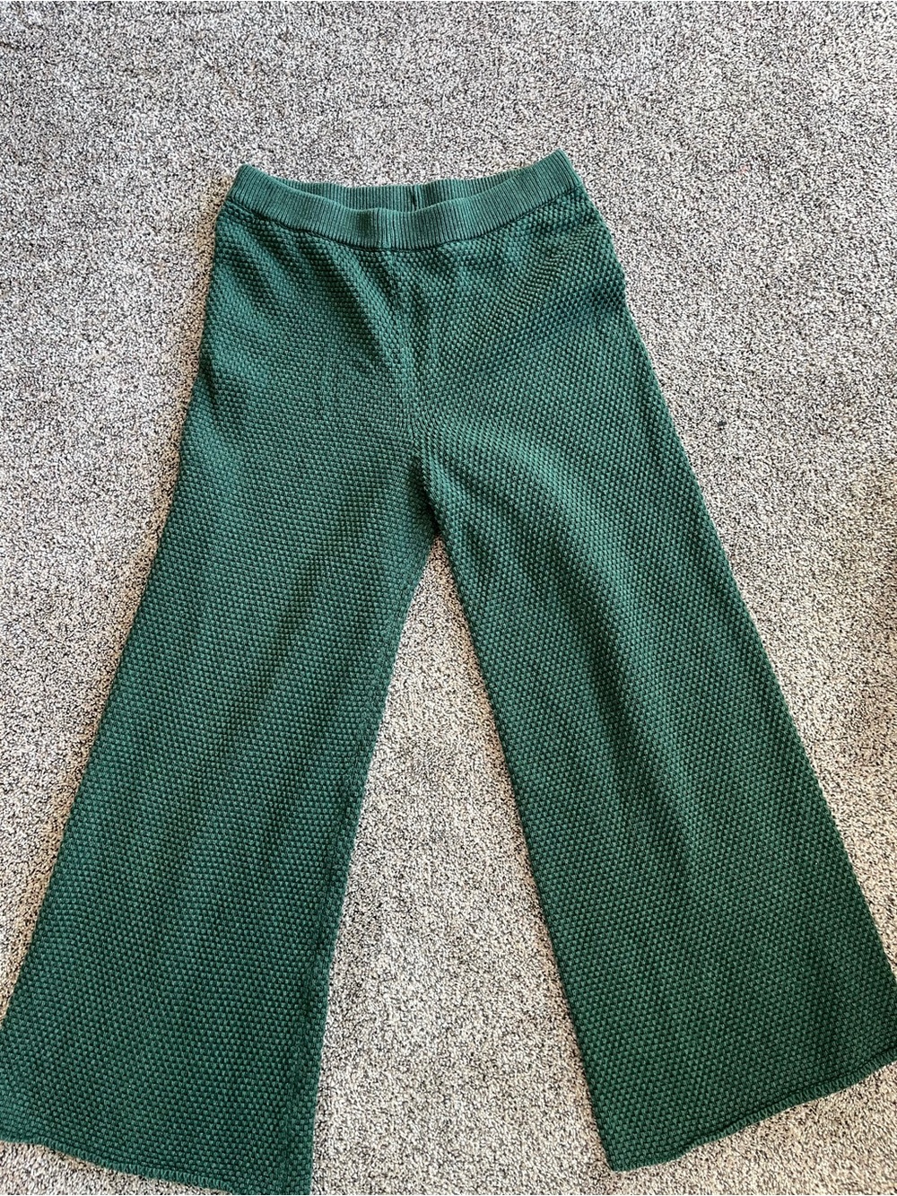 Textured Wide-Leg Knit Pants — Forest Green